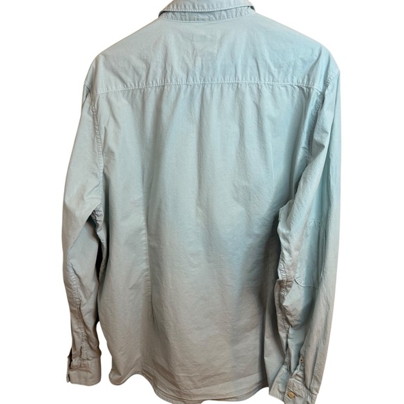 Thaddeus |  Men's Light Blue Casual Button Down Shirt with Reinforced Elbows - Picture 2 of 9